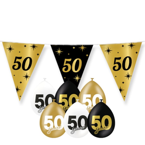50 jaar versiering goud-zwart-wit